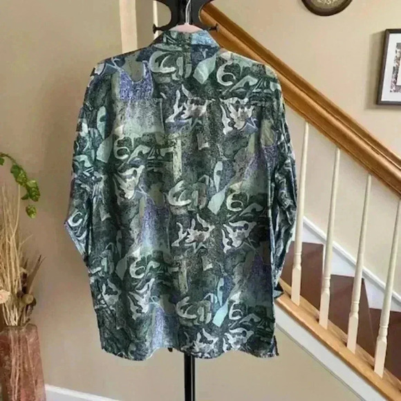 Vintage Robert Stock Abstract Pattern Silk Button Up Shirt Size M - Picture 3 of 13